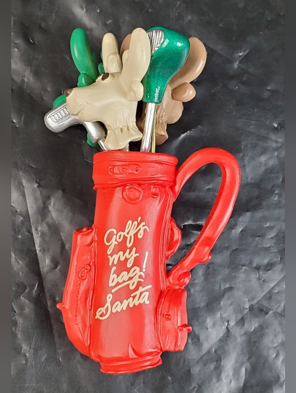 Hallmark Vintage 1990 Golfs My Bag Santa Reindeer Christmas Ornament - NO BOX